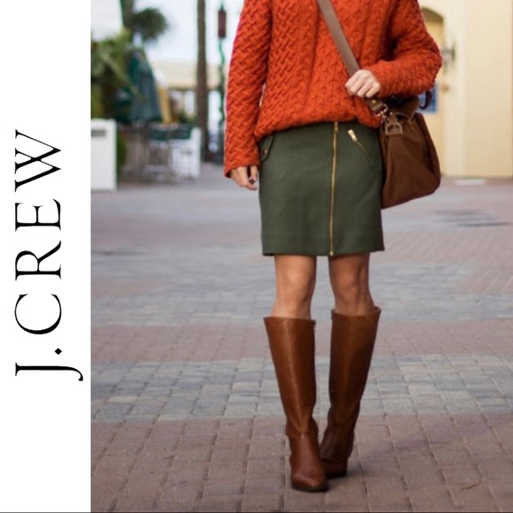 J. Crew Dresses & Skirts - J. Crew Motorcycle Style Mini Skirt Loden Green 12
